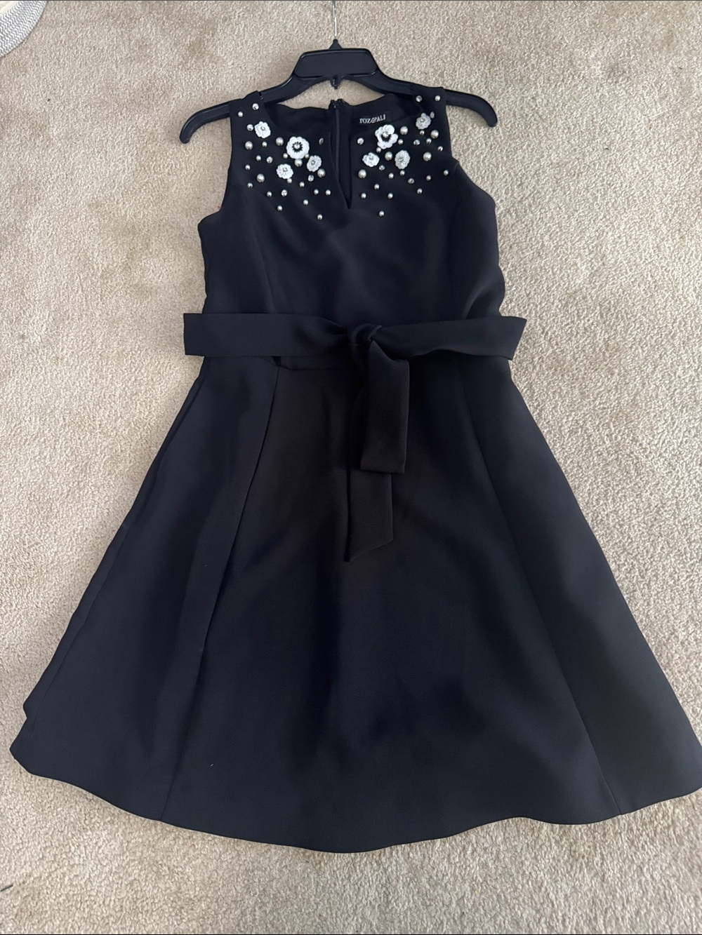 Roz & Ali Black Sleeveless Embellished Fit-and-Flare Dress